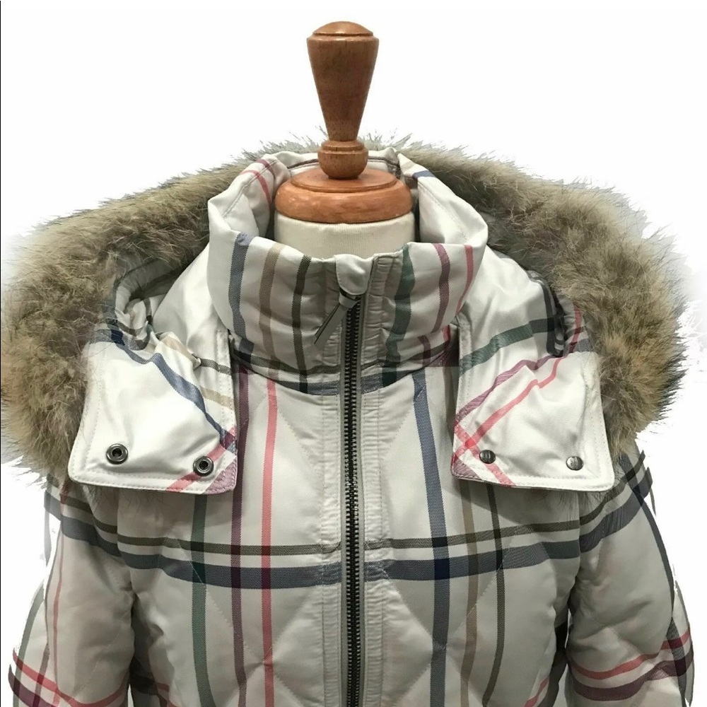 Coach Tattersall Plaid Short Puffer Coat XS